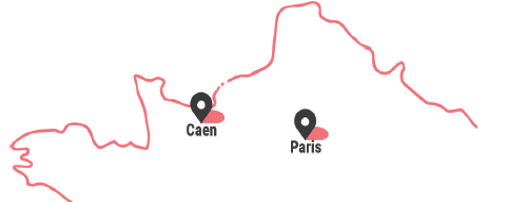 Carte distance Caen Paris